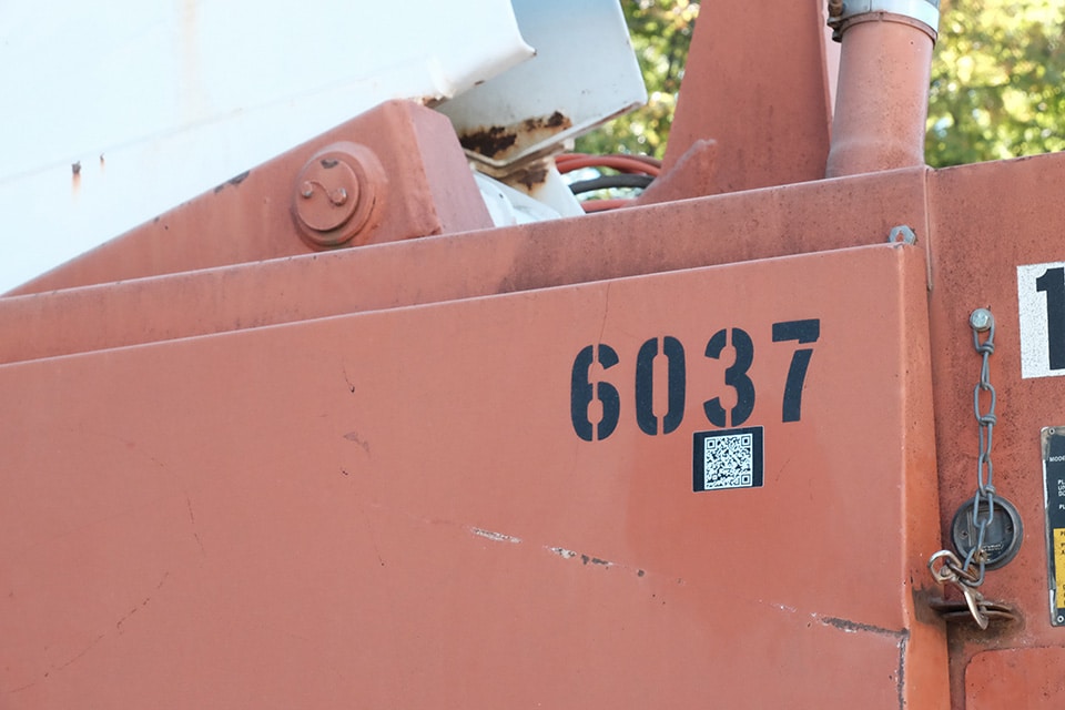 QR Code Equipment Tracking Used on Heavy Metal Equipment