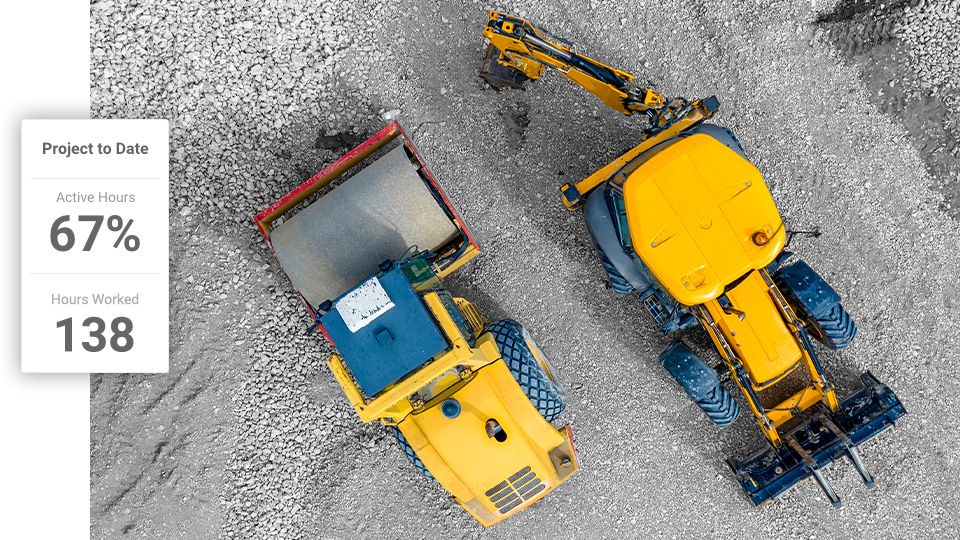 Road Roller Onsite with Screenshot of Asset and Project Utilization