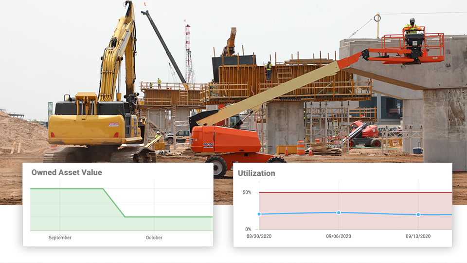 Construction Site with Images of Equipment Management on Tenna's Platform