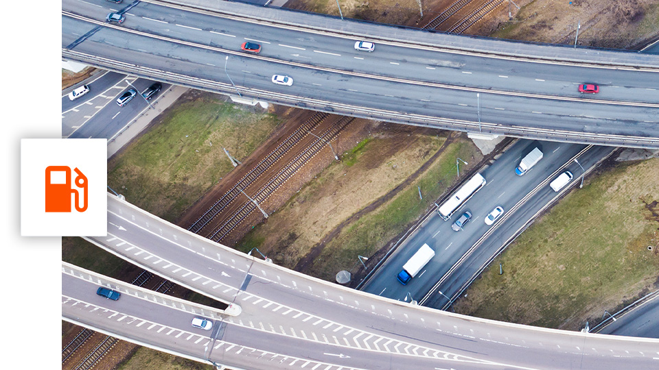 Aerial shot of a Busy Highway for IFTA Compliance