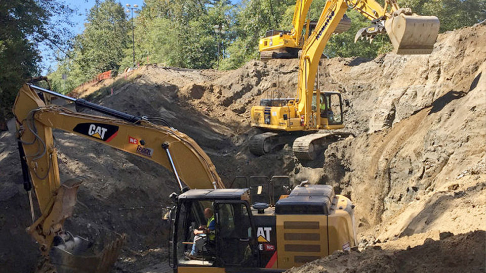 Excavators on a Faber Construction site