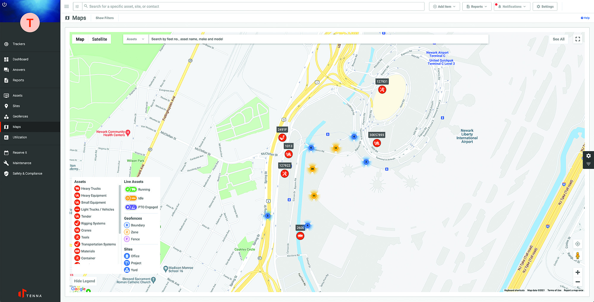 Tenna System showing the Map Feature