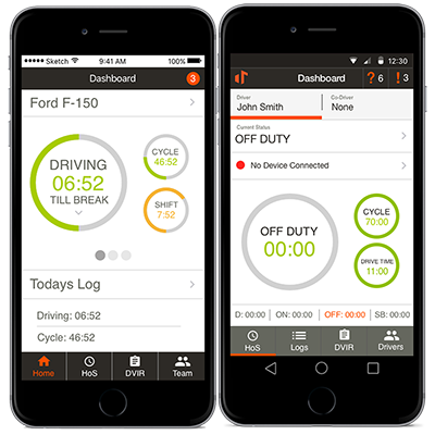 Tenna ELD Compliance Product shown on the Tenna App