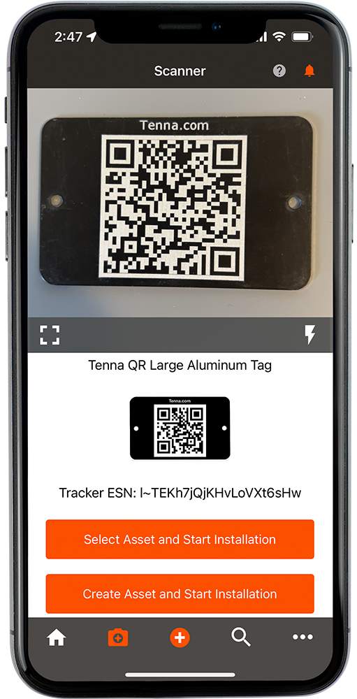 Scan feature shown on the Tenna App