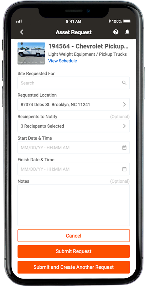 Tenna App showing the Requests Resource Management Feature