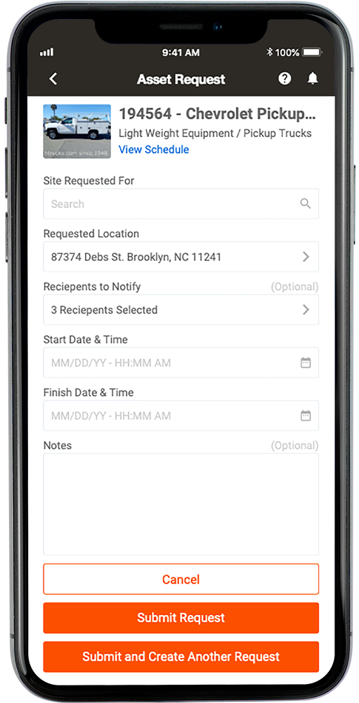 Tenna App showing the Requests Resource Management Feature