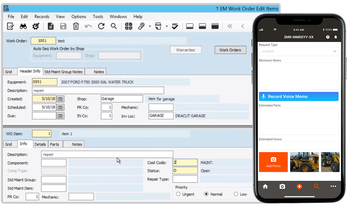 Tenna Viewpoint Vista Maintenance Work Order Integration UI