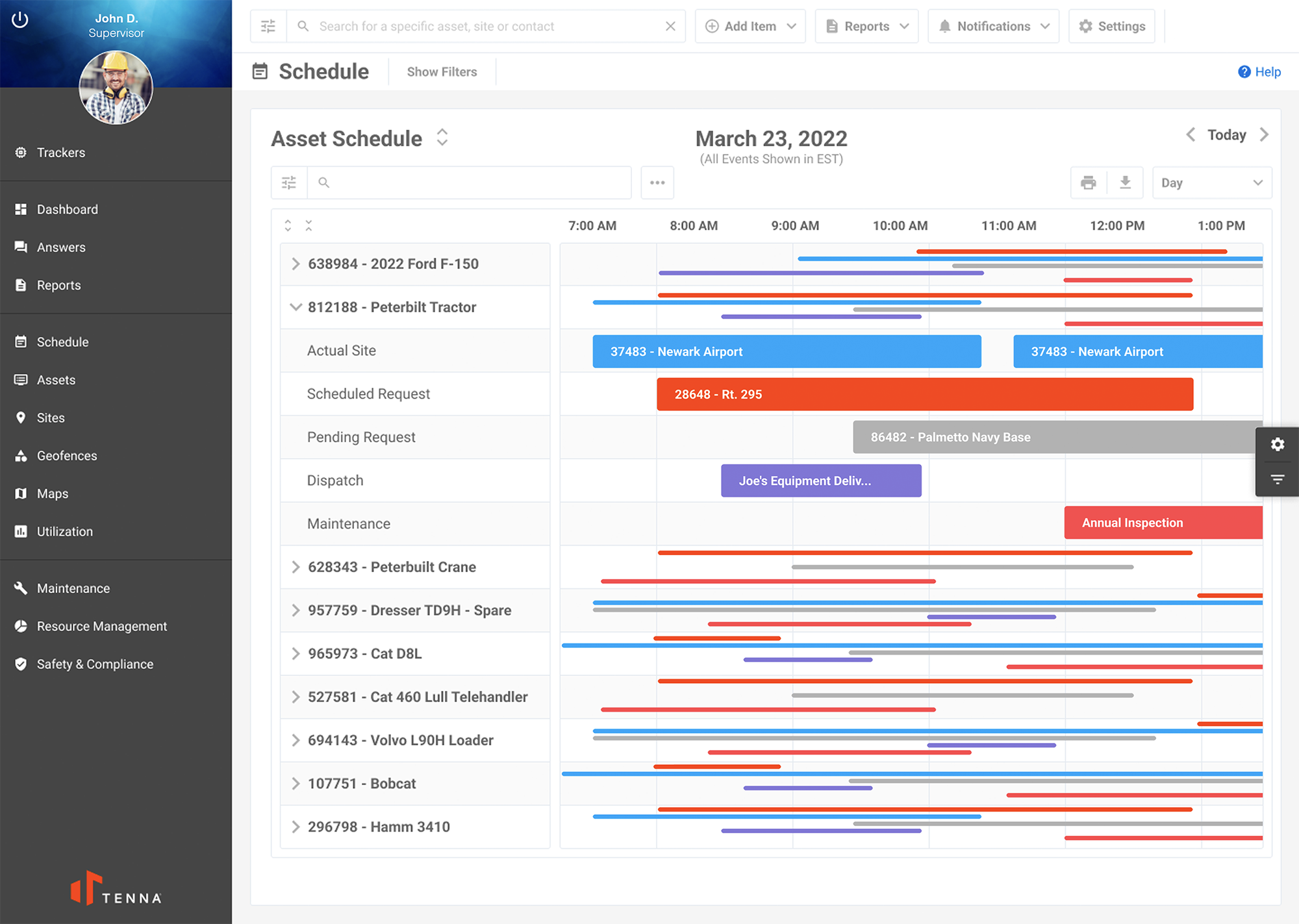 Tenna Platform Showing Construction Scheduling Software