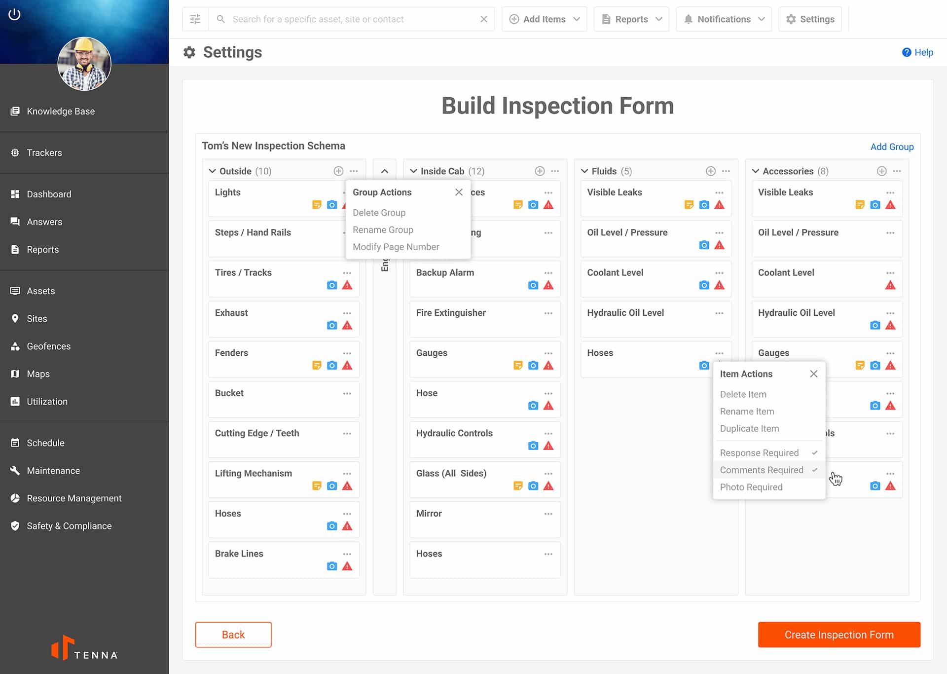 Tenna Custom Inspections UI