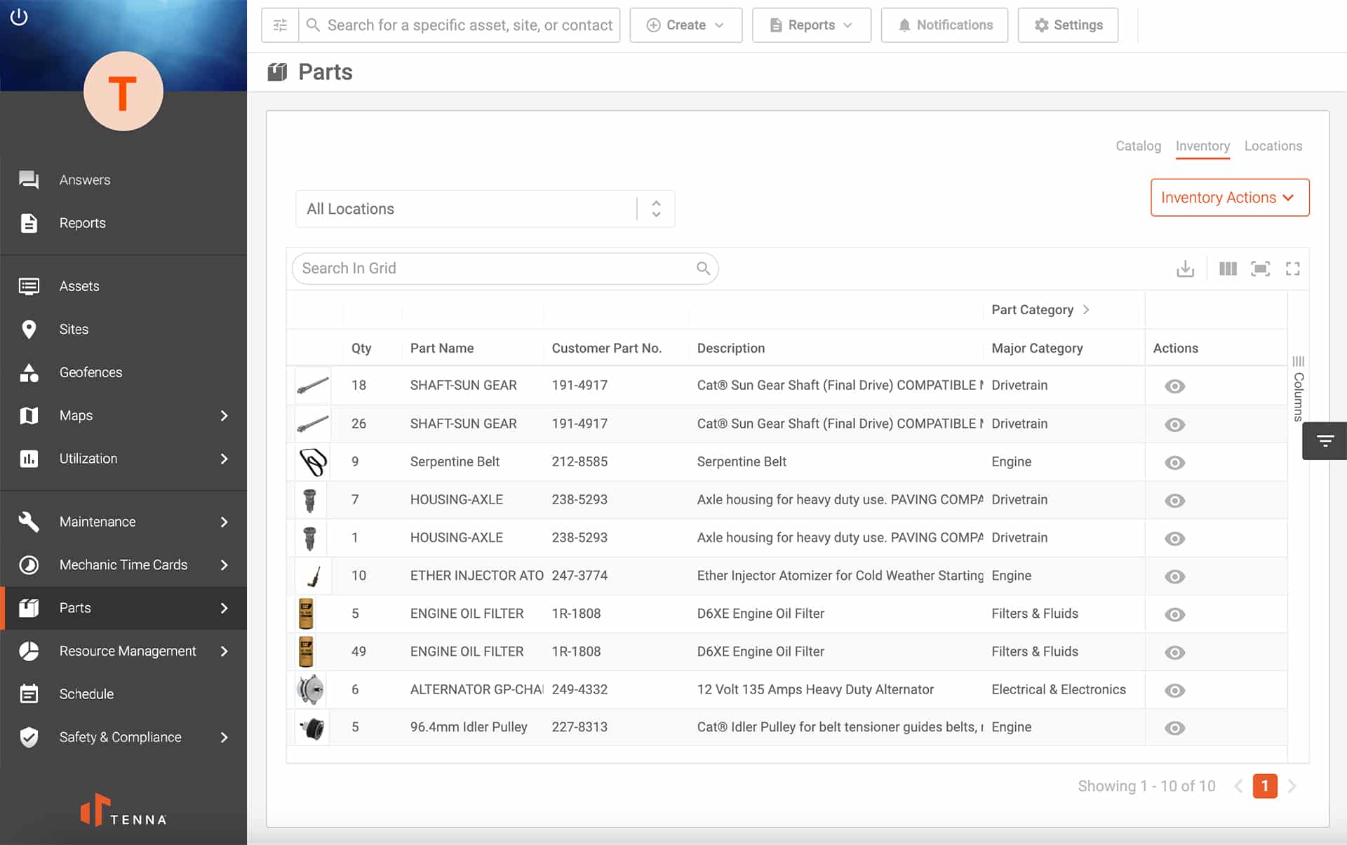 Tenna Parts Inventory Management UI