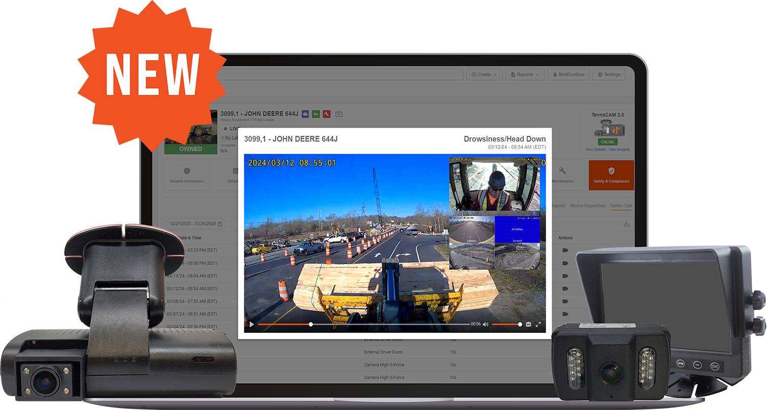TennaCAM 2.0 Heavy Equipment camera shown on the Tenna platform