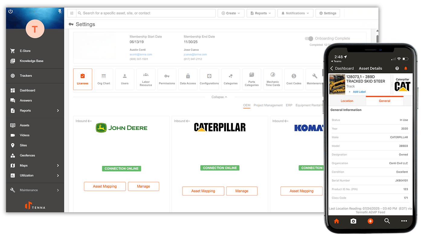 Tenna - Construction Technology - Fleet Management - Equipment management software