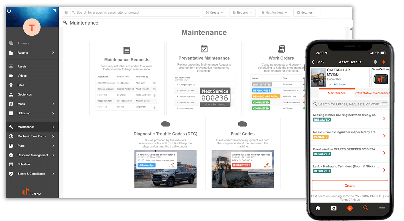 Tenna - Construction Technology - Fleet Management - Equipment management software