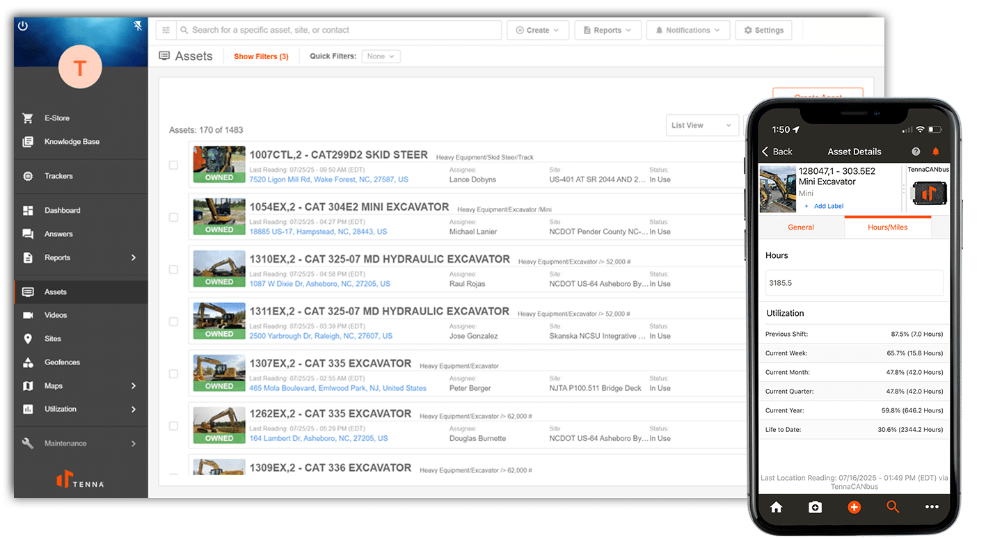 Tenna - Construction Technology - Fleet Management - Equipment management software