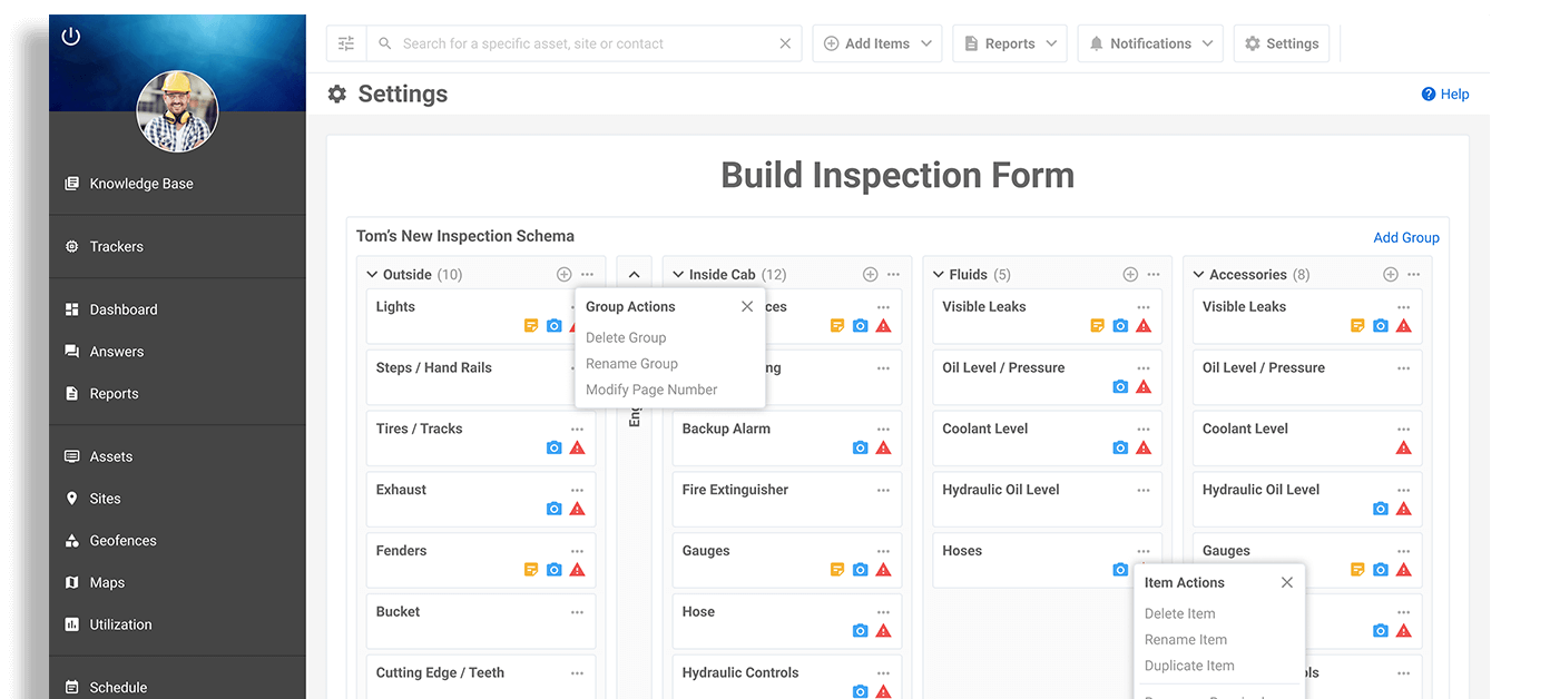 Custom Construction Equipment Inspections - Construction inspection software