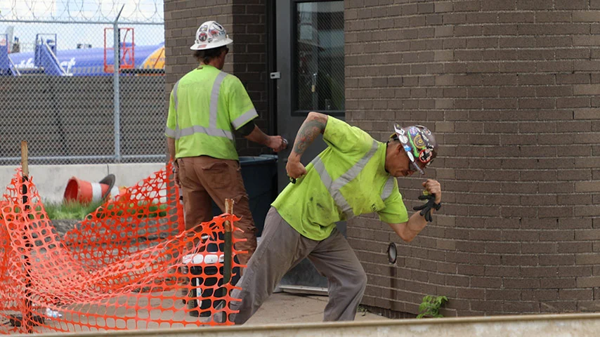 Construction workers in the field Construction workers in the field