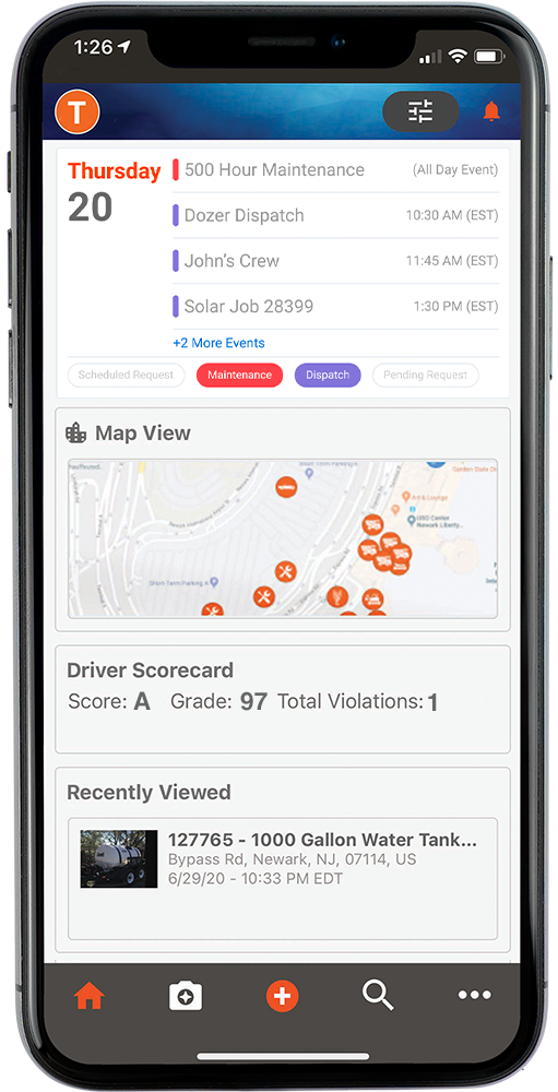 Tenna App Showing the Dashboard Tenna App Showing the Dashboard