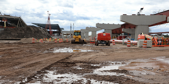 Construction site with a mixed fleet of assets