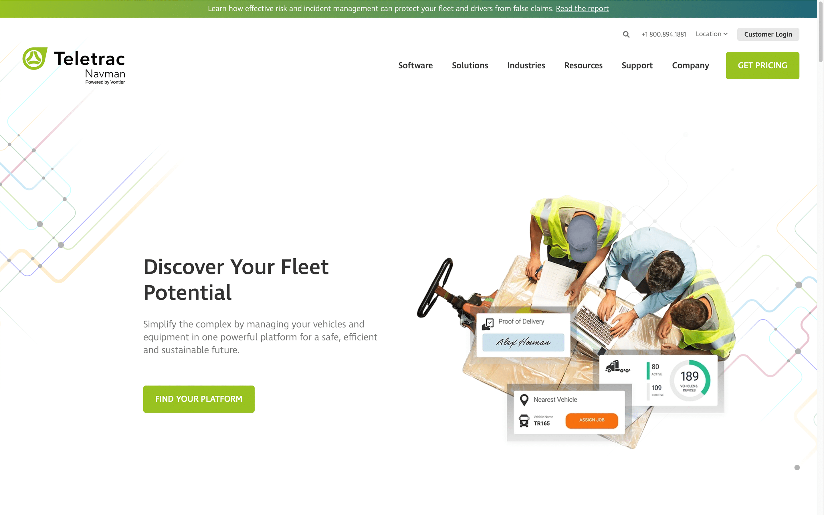 Teletrac Navman homepage screenshot