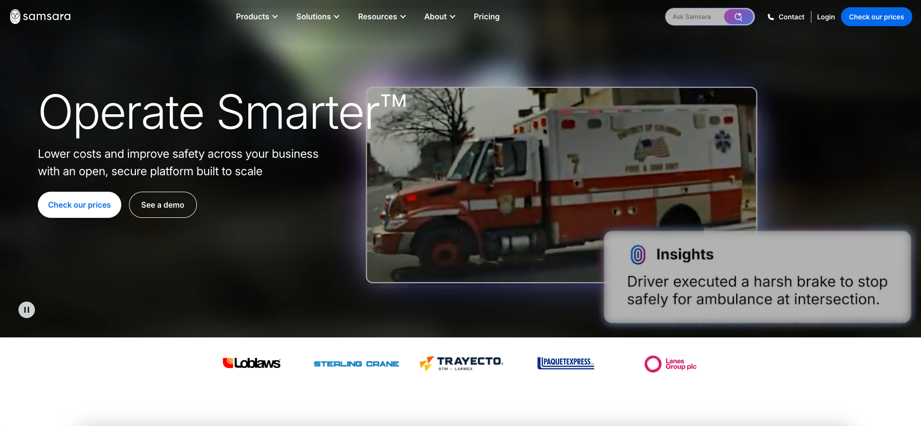 Samsara landing page