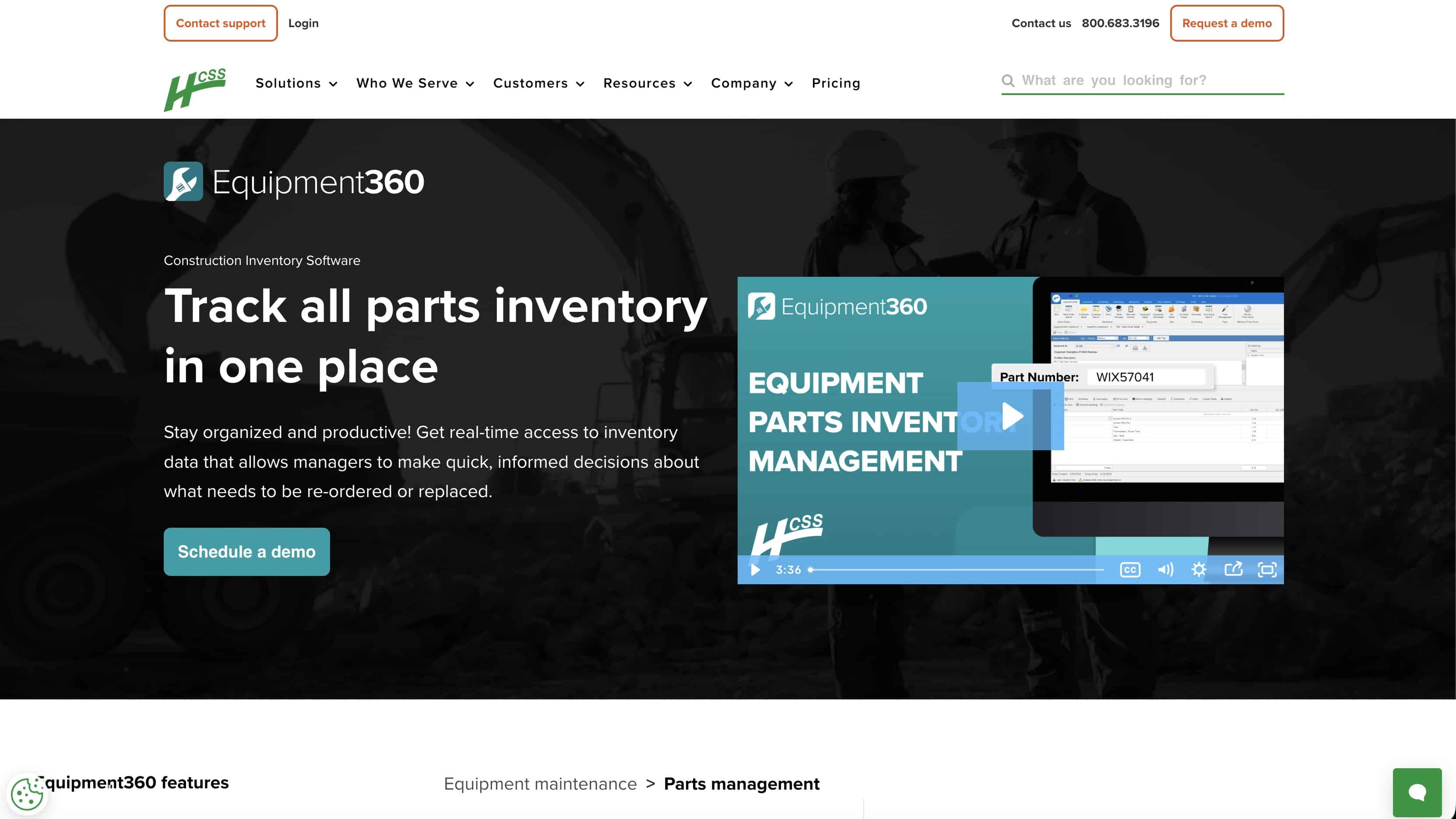 HCSS Equipment360 construction inventory management