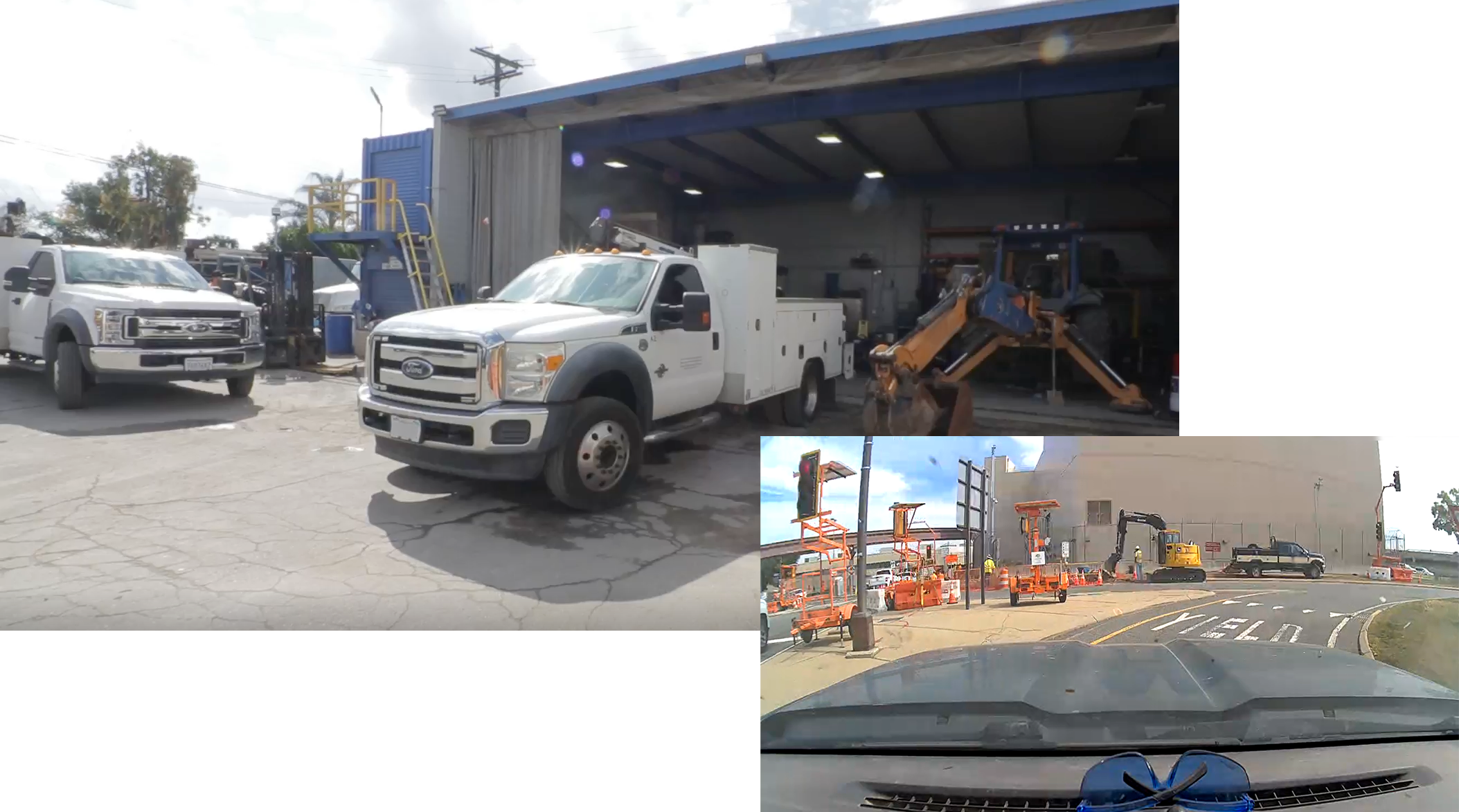Fleet of construction pickup trucks Fleet of construction pickup trucks