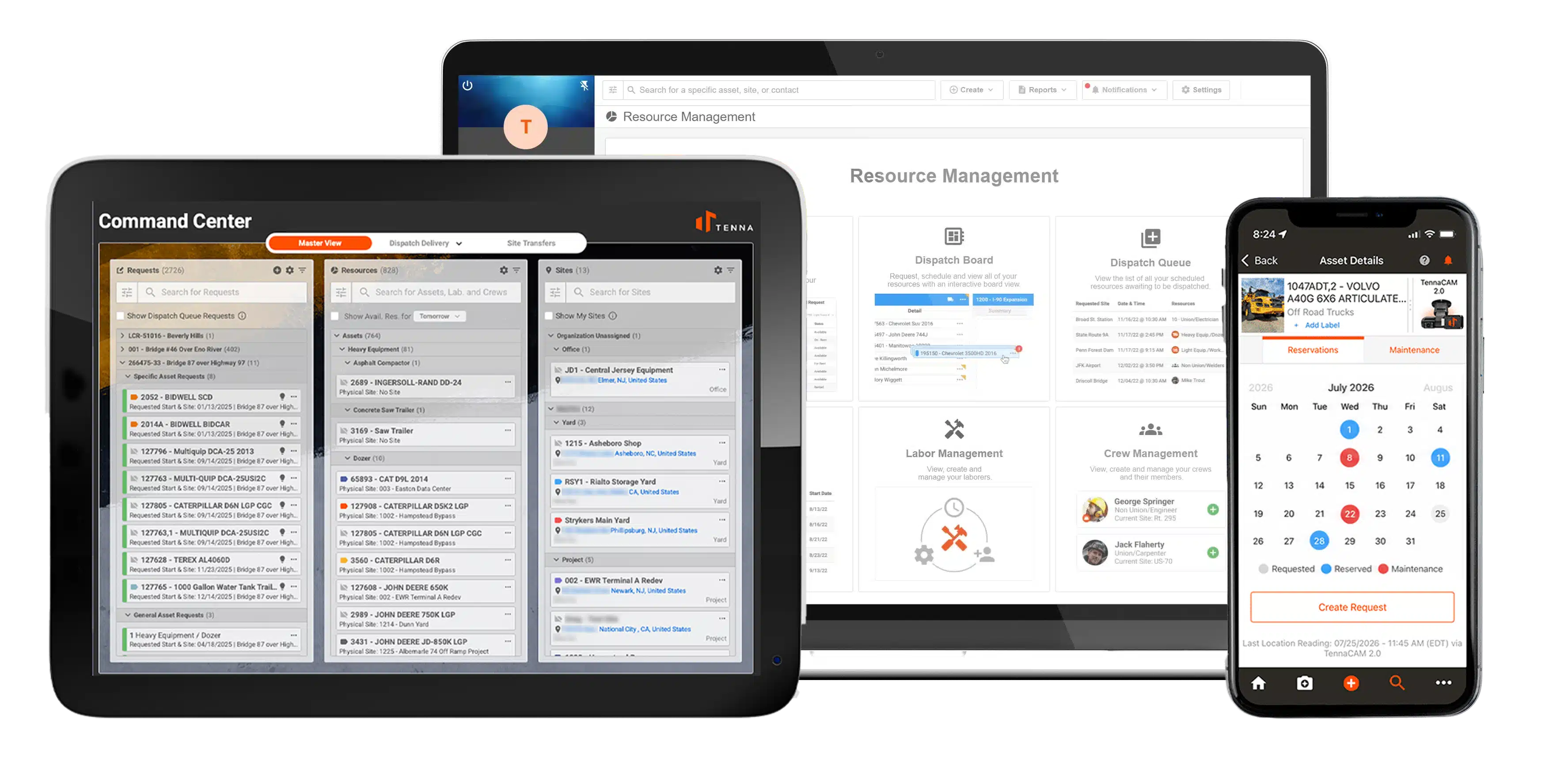 Tenna construction resource management software interface Tenna construction resource management software interface