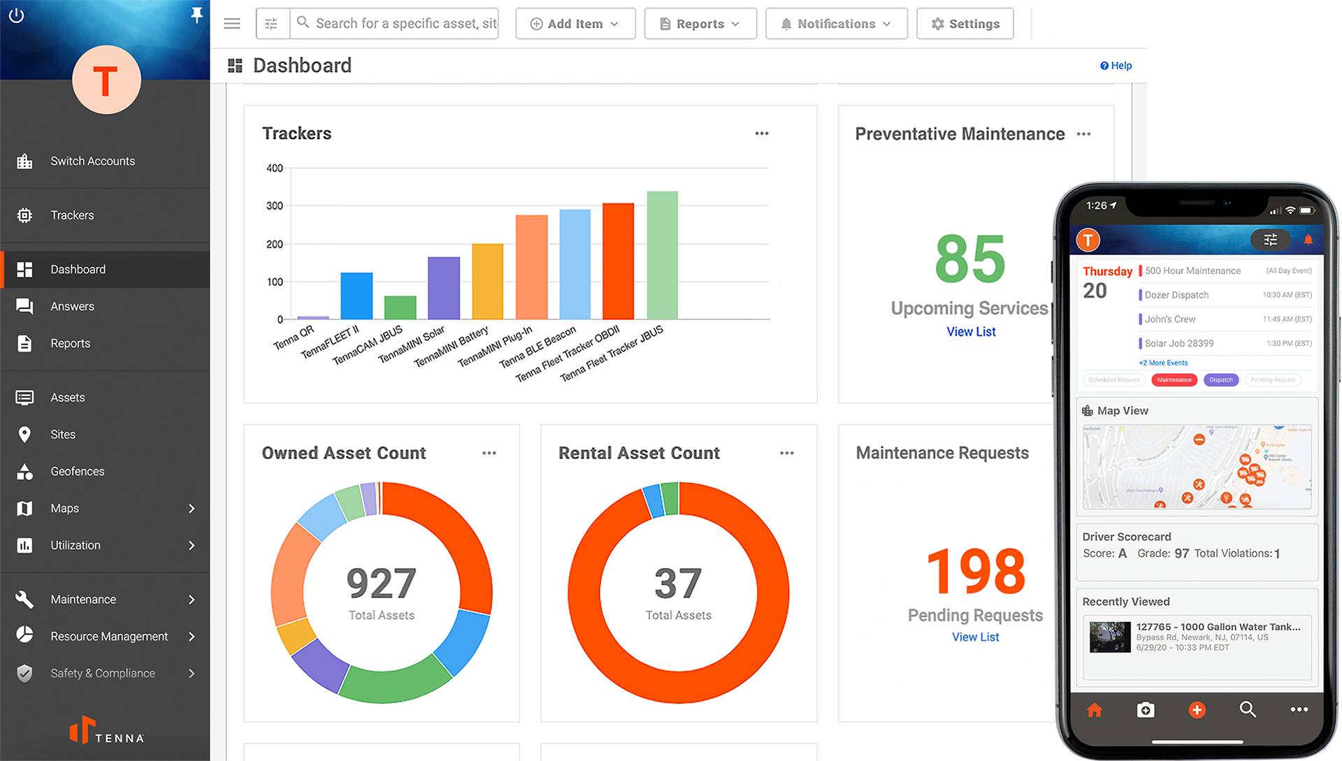 Dashboard_UI-App_HR-2 Tenna Construction Equipment Management Platform and App