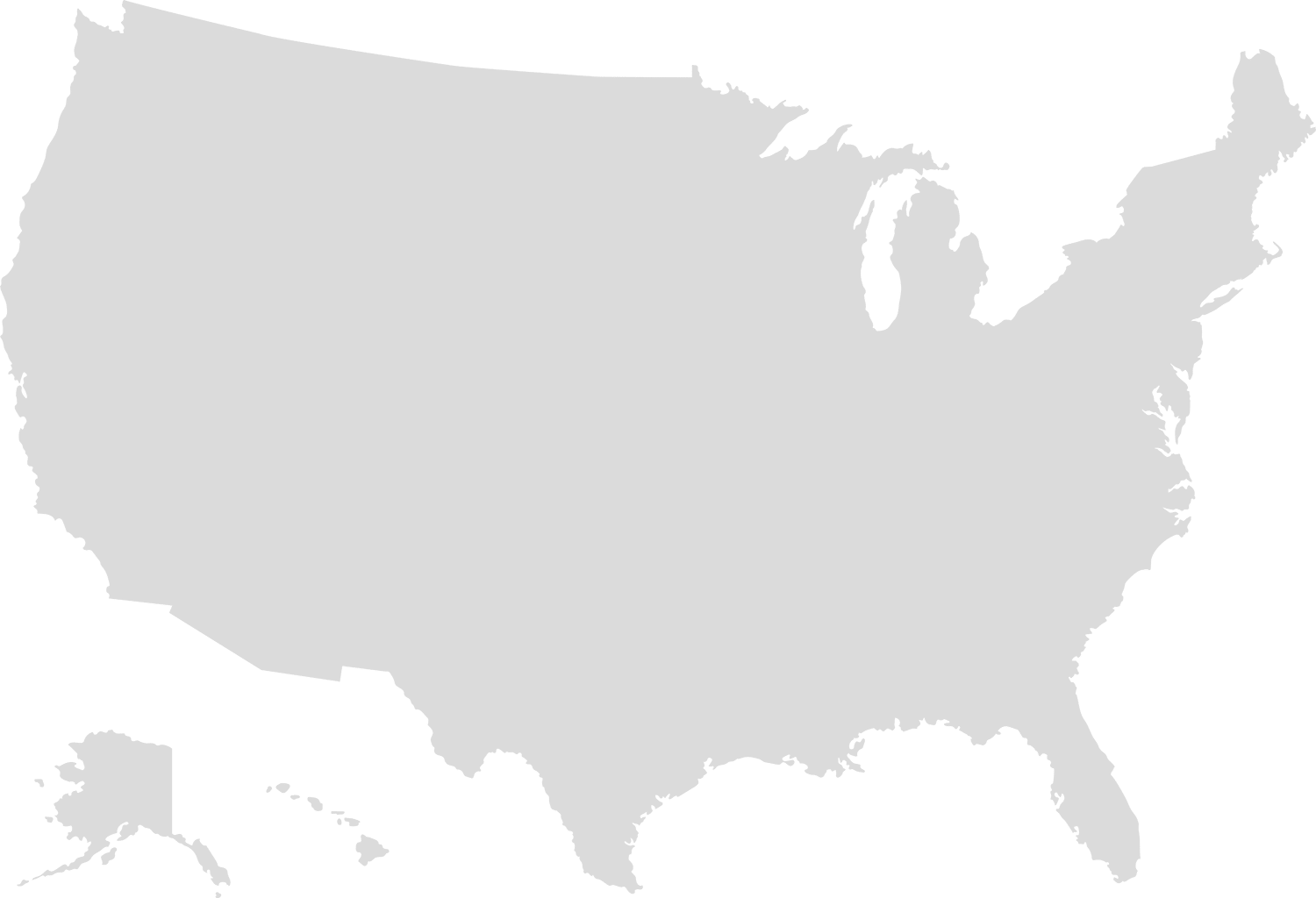Map of the US in light grey