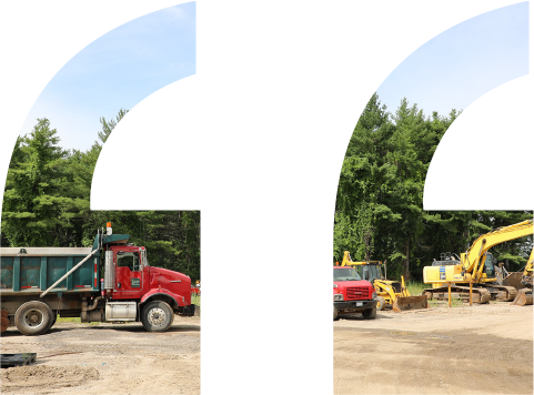 Equipment in a construction yard being tracked with equipment management tracking